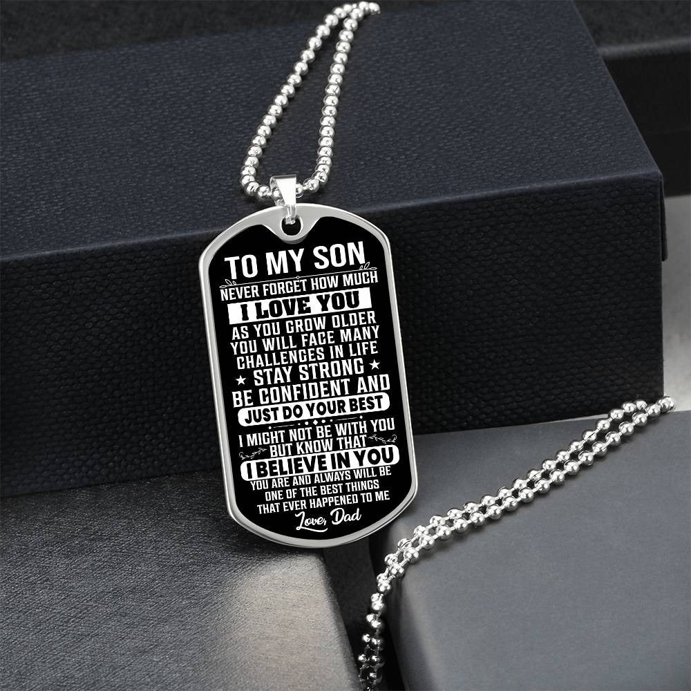 To My Son Never Forget I Love You - Dog Tag Necklace