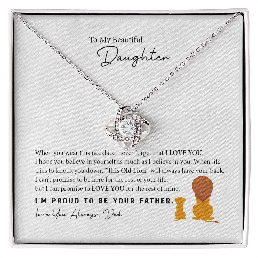 To My Daughter from Dad - This Old Lion - Love Knot Necklace