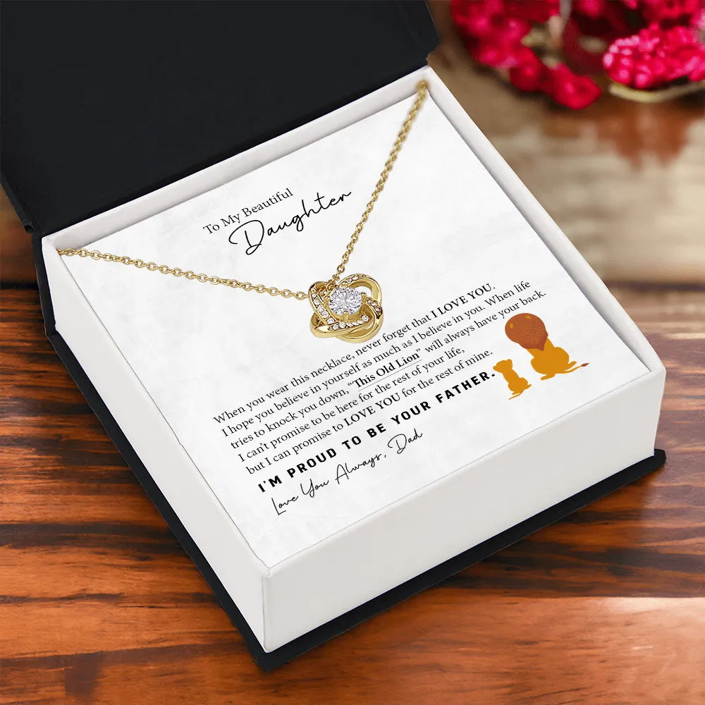 To My Daughter from Dad - This Old Lion - Love Knot Necklace
