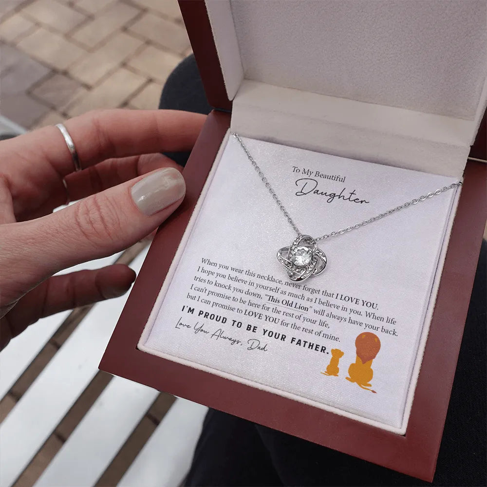 To My Daughter from Dad - This Old Lion - Love Knot Necklace