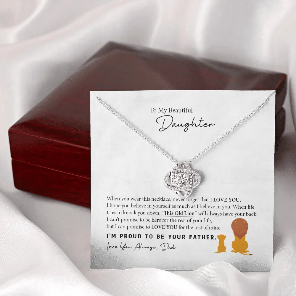 To My Daughter from Dad - This Old Lion - Love Knot Necklace